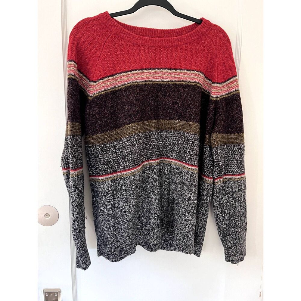 Womens Roots Colorblock Wool Sweater Size L